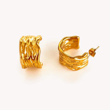 18K Gold-Plated Textured Chunky Hoop Earrings