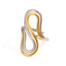 18K Gold-Plated Wave Design Two-Tone Ring