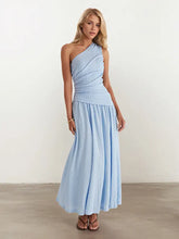 Textured Single Shoulder Dress Casual Dresses