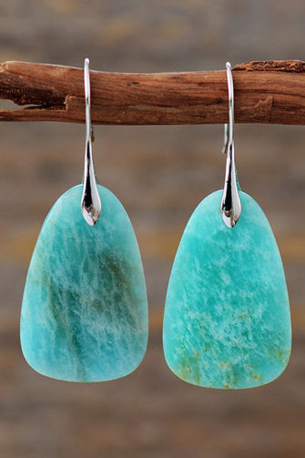 Natural Stone Dangle Earrings Aqua One Size