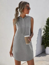 Drawstring Sleeveless Hooded Mini Dress Casual Dresses