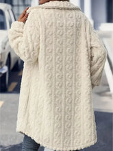 Fuzzy Button Up Long Sleeve Longline Coat Woman Outerwear