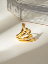 18K Gold-Plated Stainless Steel Irregular Open Ring Gold One Size