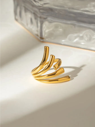 18K Gold-Plated Stainless Steel Irregular Open Ring Gold One Size