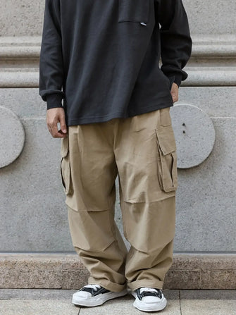 Men's Loose Fit Cargo Pants with Multiple Pockets Khaki