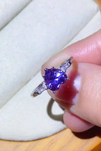 1 Carat Moissanite Heart-Shaped Platinum-Plated Ring in Purple Rings