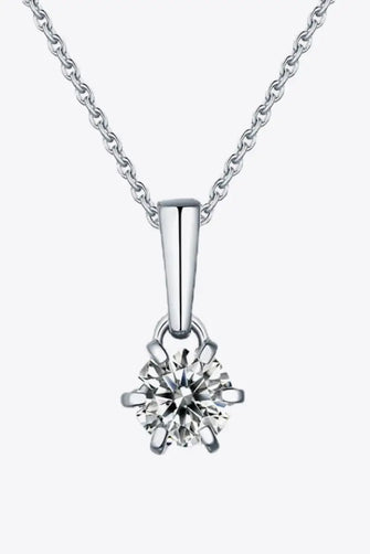 2 Carat 6-Prong Moissanite Pendant Necklace Silver One Size Necklaces