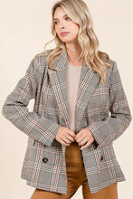 Mittoshop Plaid Double Breasted Relaxed Fit Blazer Woman Outerwear