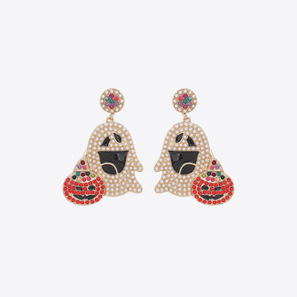 Ghost Rhinestone Alloy Earrings Multicolor One Size