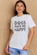 Simply Love Full Size DOGS MAKE ME HAPPY Graphic Cotton T-Shirt Woman T Shirts