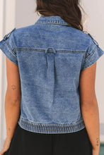Button Up Cap Sleeve Denim Jacket Woman Denim Tops