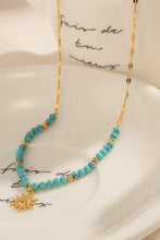 Turquoise Beaded 18K Gold-Plated Sun Shape Pendant Necklace Necklaces
