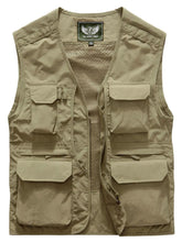 Men's Plus Size Zip Up V-Neck Vest Khaki Mens Tops