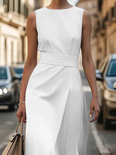 Round Neck Sleeveless Midi Sheath Dress