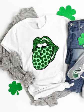 Saint Patrick's Day Round Neck T-Shirt White