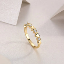 925 Sterling Silver Moissanite Heart Ring Gold
