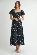 MABLE Polka Dot Puff Sleeve Midi Dress Casual Dresses