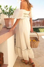 Square Neck Short Sleeve Midi Dress Woman Dress