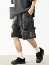 Men's Plus Size Distressed Denim Shorts