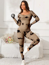 Scoop Neck Long Sleeve Active Jumpsuit Taupe