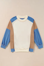 Slit Color Block Round Neck Long Sleeve Sweatshirt Woman Sweatshirts