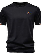 Men's Embroidered Round Neck T-Shirt Black