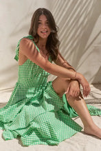 Jade By Jane Full Size Sleeveless Gingham Print Tiered Midi Dress Plus Size Woman Casual Dress