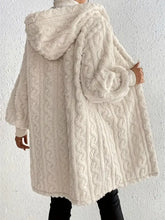 Open Front Long Sleeve Fuzzy Hooded Jacket Woman Outerwear