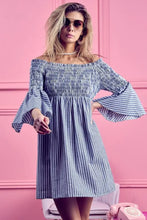 BiBi Smocked Off Shoulder Striped Dress Casual Dresses