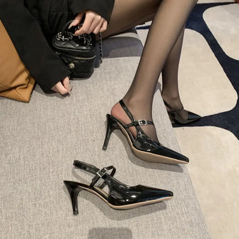 Point Toe Kitten Heels Pumps Black woman pumps