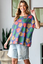 HOPELY Full Size Floral Round Neck Side Slit T-Shirt Woman T Shirts