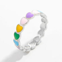 925 Sterling Silver Drip Oil Heart Ring Gold