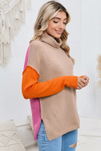 Turtle Neck Dropped Shoulder Slit Sweater Sweater Pullovers