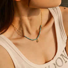 Turquoise Beaded Sun Charm Necklace Fashion Jewelry