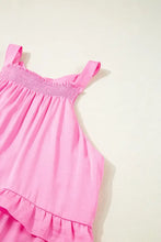 Tied Back Ruffled Layered Sleeveless Mini Dress Woman Casual Dress