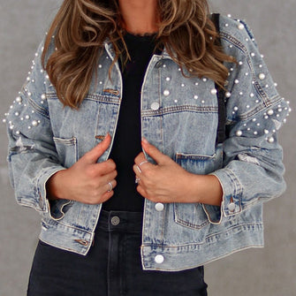 Bead Detail Denim Jacket Light