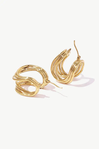 U-Shaped Hoop Earrings Gold One Size Earrings