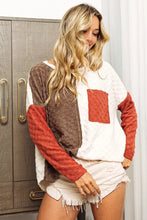 BiBi Color Block Brushed Checker Top Woman Blouses