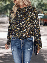 Perfee Printed Tie Neck Long Sleeve Top Woman Blouses