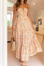 Tiered Halter Neck Printed Cami Dress Tangerine