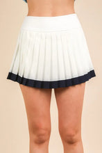 VERY J Two Tone Pleated Activewear Mini Skirt with Shorts White