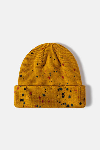 Confetti Rib-Knit Cuff Beanie Mustard One Size