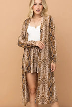 And The Why Snake Print Kimono Open Front Longline Cardigan Snake Woman Outerwear