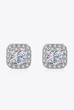 925 Sterling Silver Inlaid 2 Carat Moissanite Square Stud Earrings