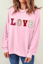 LOVE Patch Round Neck Dropped Shoulder Sweatshirt Blush Pink Woman Sweatshirts