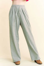 Davi & Dani Rhinestone Elastic Waist Wide Leg Pants Gray