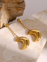 Stainless Steel Moon Dangle Earrings Gold One Size