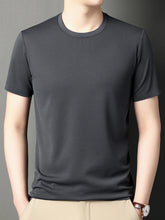 Men's Plus Size Breathable Texture Short Sleeve T-Shirt Dark Gray