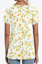 Printed Petal Sleeve V-Neck Blouse Woman T Shirts