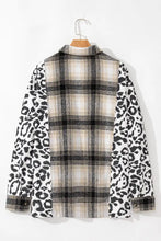 Plus Size Leopard Plaid Button Up Long Sleeve Shacket Woman Outerwear